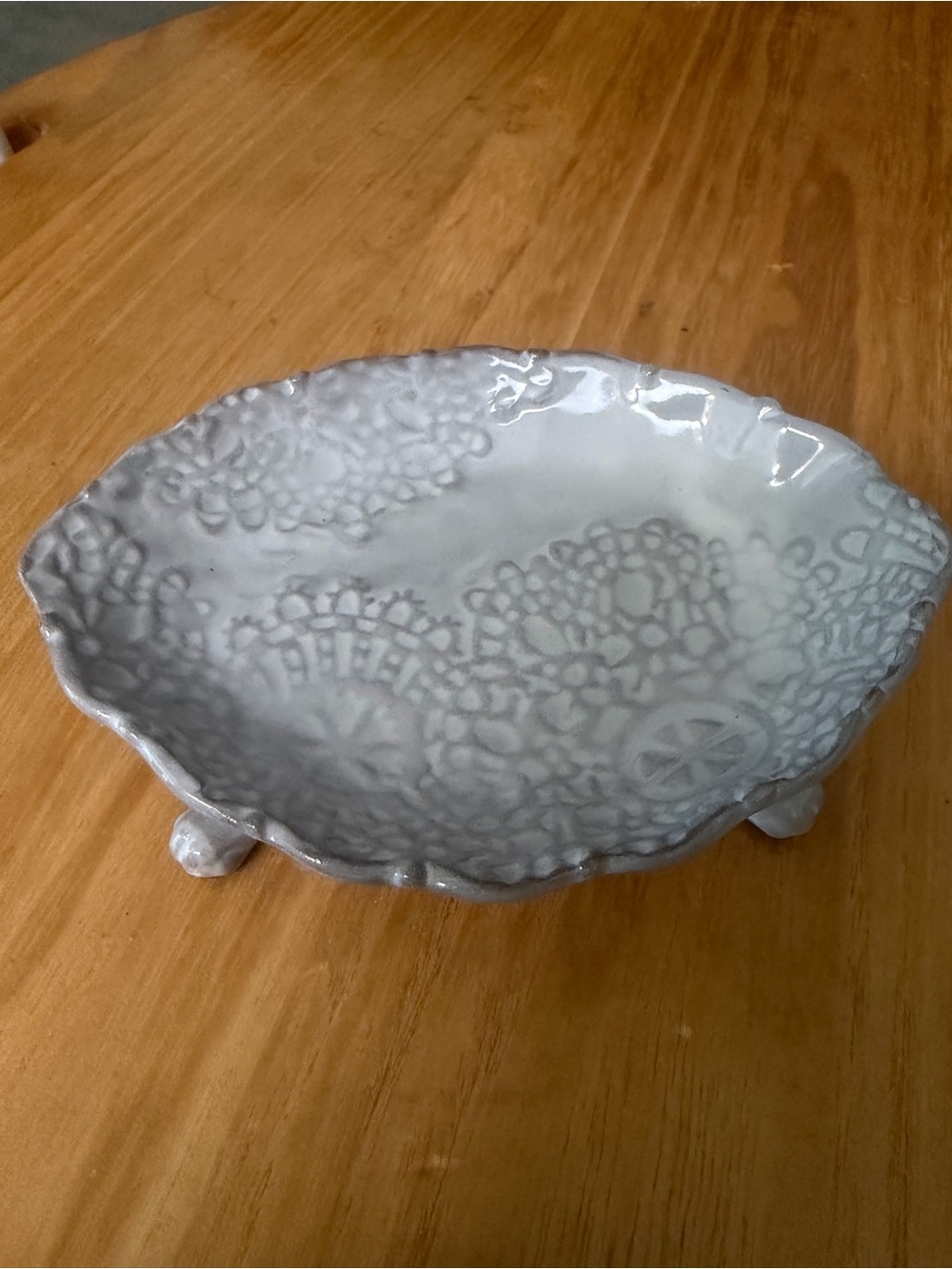 Anthropologie Trinket Soap Dish, Gray, Footed